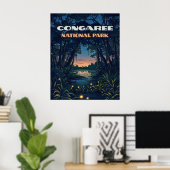 Congaree National Park Swamp South Carolina Retro Poster (Thuiskantoor)