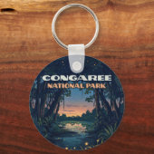 Congaree National Park Swamp South Carolina Retro Sleutelhanger (Voorkant)