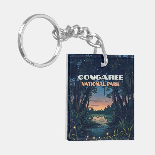 Congaree National Park Swamp South Carolina Retro Sleutelhanger (Voorkant Links)