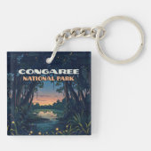 Congaree National Park Swamp South Carolina Retro Sleutelhanger (Achterkant)