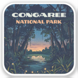 Congaree National Park Swamp South Carolina Retro Sticker