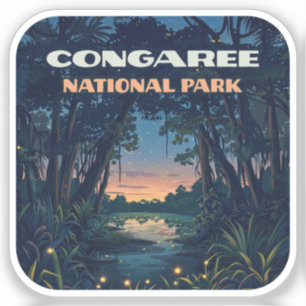 Congaree National Park Swamp South Carolina Retro Sticker