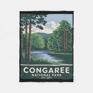 Congaree National Park Vintage Kamperen Wandelen M Fleece Deken