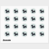 Congenial Scottie Turquoise Ronde Sticker (Vel)