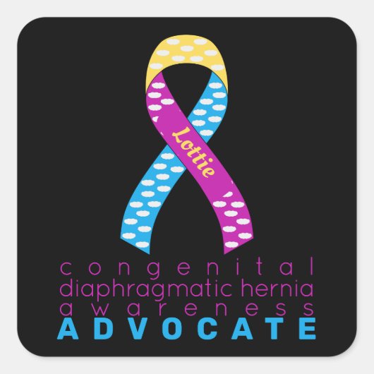 Congenitaal diaphragmatic Hernia Advocate Black Vierkante Sticker (Voorkant)