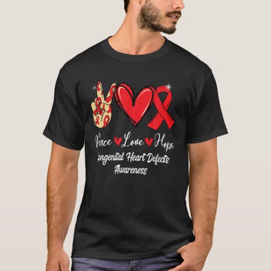 Congenitaal hart beschermt CHD Awareness Love Hope T-shirt (Voorkant)