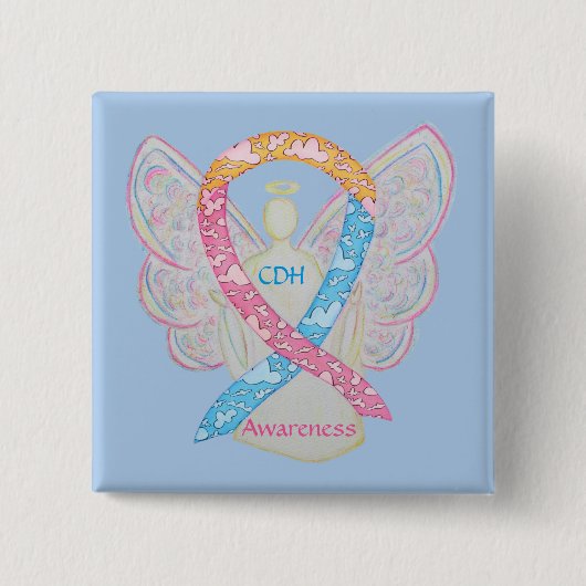 Congenitale diaphragmatica Hernia CDH Awareness Pi Vierkante Button 5,1 Cm (Voorkant)