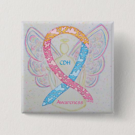 Congenitale diaphragmatica Hernia CDH Awareness Pi Vierkante Button 5,1 Cm (Voorkant)