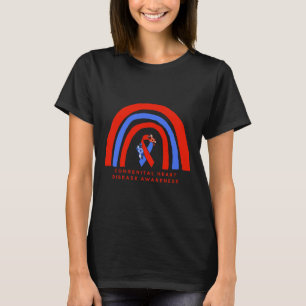 Congenitale hartziekte bewustzijn rood blauw lint t-shirt