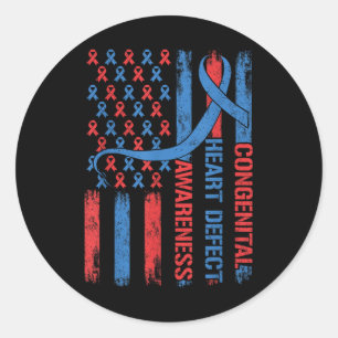 Congenitale Heart Defect Awareness Month Amerikaan Ronde Sticker
