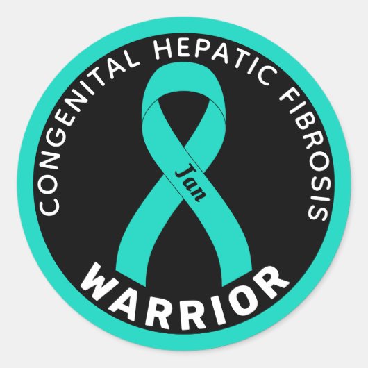 Congenitale leverfibrose Warrior lint zwart Ronde Sticker (Voorkant)