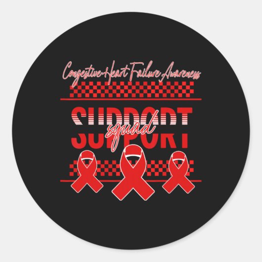 Congestief hartfalen Awareness Support Squad R Ronde Sticker (Voorkant)