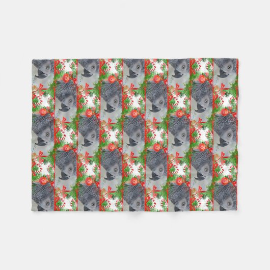 Congo-Afrikaanse grijze kerst Fleece Deken (Voorkant (Horizontaal))
