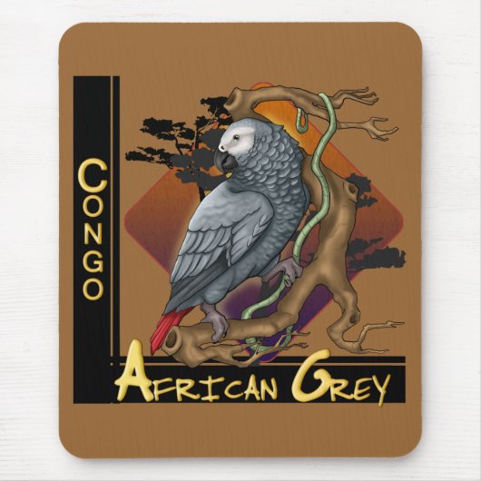 Congo-Afrikaanse grijze Mousepad Muismat (Voorkant)