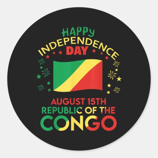 Congo-Brazzaville 65ste Onafhankelijkheidsdag Cong Ronde Sticker (Voorkant)