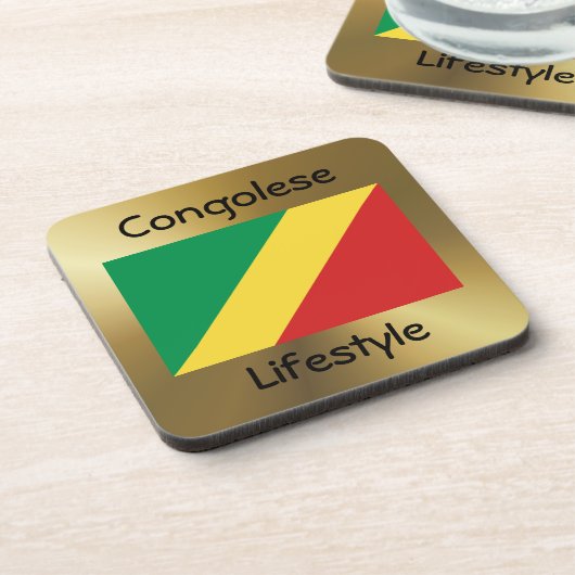 Congo-Brazzaville Flag+Text Onderzetter (Linkerzijde)