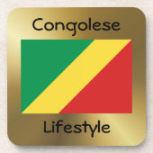 Congo-Brazzaville Flag+Text Onderzetter (Voorkant)