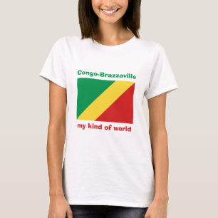 Congo-Brazzaville Vlag + Kaart + Tekst T-shirt