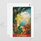 Congo, Congo-rivier, Afrika, landschap, vintage Briefkaart (Voorkant / Achterkant)