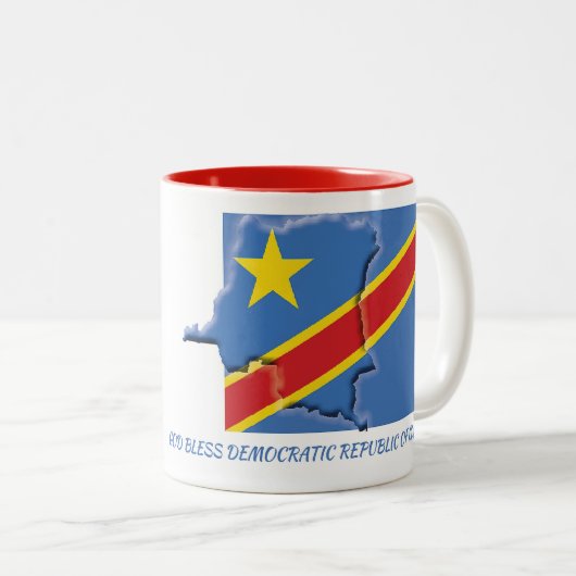 CONGO FLAG MAP Scripture Gepersonaliseerd Tweekleurige Koffiemok (Voorkant rechts)