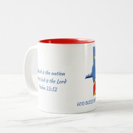 CONGO FLAG MAP Scripture Gepersonaliseerd Tweekleurige Koffiemok (Voorkant links)