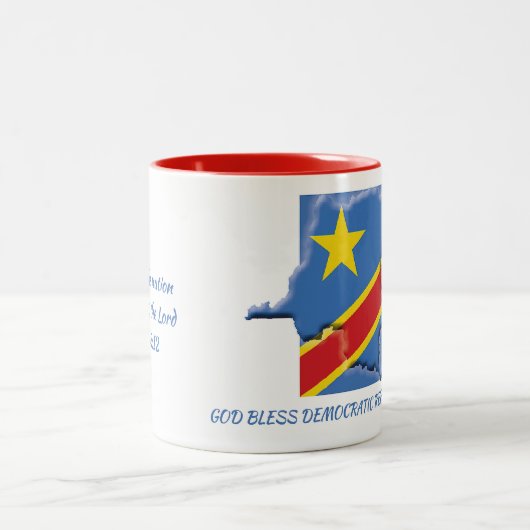 CONGO FLAG MAP Scripture Gepersonaliseerd Tweekleurige Koffiemok (Center)