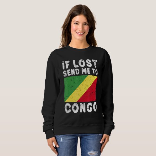Congo Flag Souvenir If lost send me to Congo Trui (Voorkant volledig)