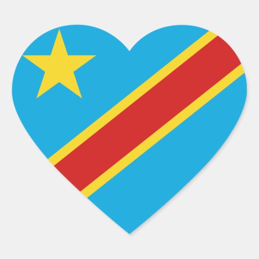 Congo-Kinshasa Flag Heart Sticker (Voorkant)