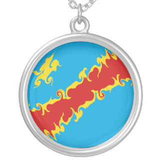 Congo-Kinshasa Gnarly Flag Zilver Vergulden Ketting