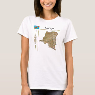 Congo-Kinshasa Kaart + Vlag + Titel T-Shirt