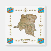 Congo-Kinshasa Map + Flags Magnet (Voorkant)