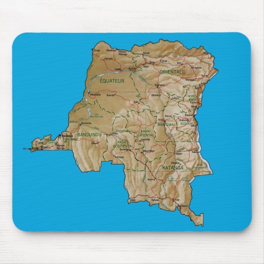 Congo-Kinshasa Map Mousepad Muismat (Voorkant)