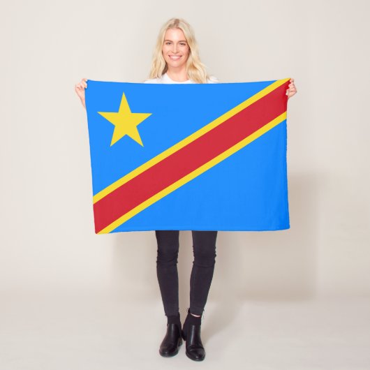 Congo Kinshasa Vlag Fleece Deken (In situ)