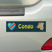 Congo-Kinshasa Vlag Hart + Landkaart Bumpersticker (Op auto)