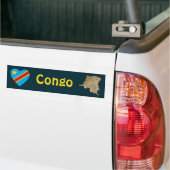 Congo-Kinshasa Vlag Hart + Landkaart Bumpersticker (Op Truck)