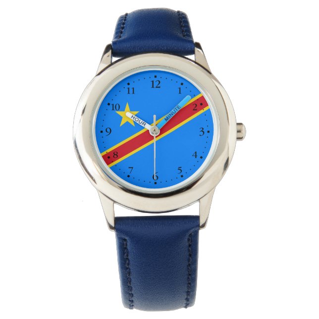 Congo Kinshasa Vlag Horloge (Voorkant)