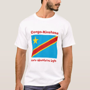 Congo-Kinshasa Vlag + Kaart + Tekst T-shirt