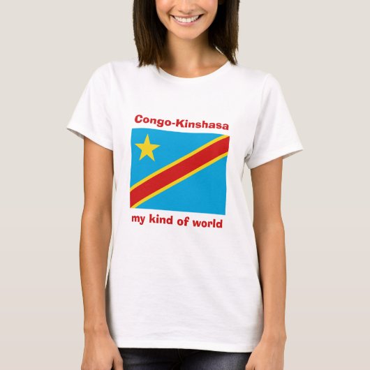 Congo-Kinshasa Vlag + Kaart + Tekst T-shirt (Voorkant)