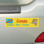 Congo-Kinshasa Vlag + Landkaart Bumpersticker (Op auto)