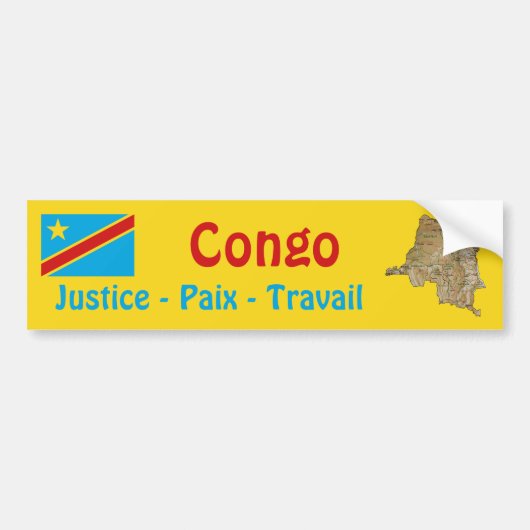 Congo-Kinshasa Vlag + Landkaart Bumpersticker (Voorkant)