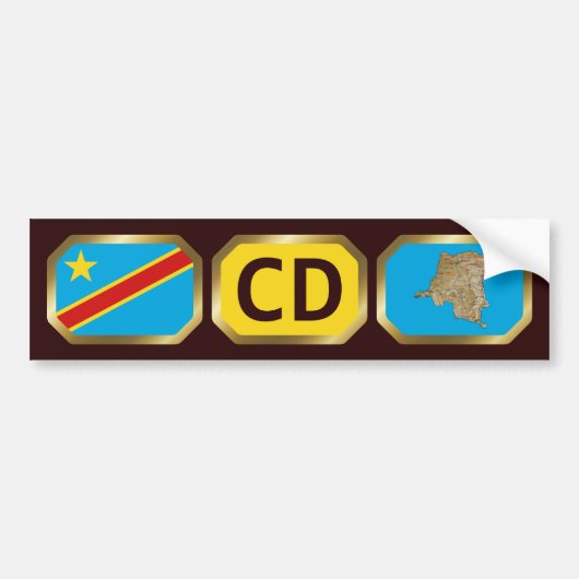 Congo-Kinshasa Vlag Landkaart Code Bumpersticker (Voorkant)
