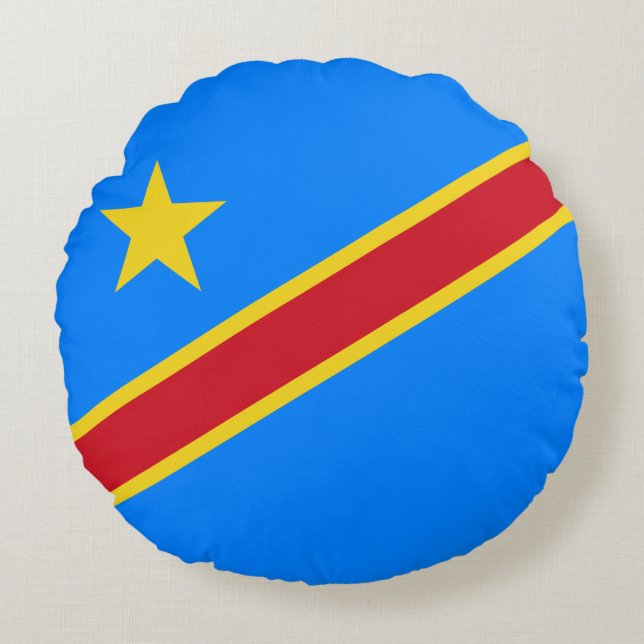 Congo Kinshasa Vlag Rond Kussen (Voorkant)