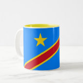 Congo Kinshasa Vlag Tweekleurige Koffiemok (Voorkant links)