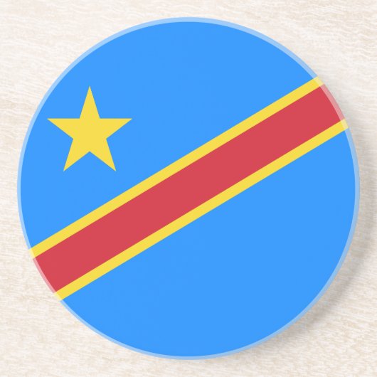 Congo Kinshasa Vlag Zandsteen Onderzetter (Voorkant)