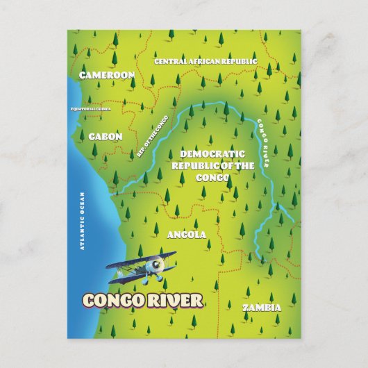 Congo Rivier Mooie vintage kaart (Voorkant)