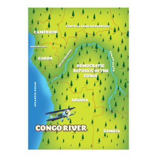 Congo Rivier Mooie vintage kaart Foto Afdruk