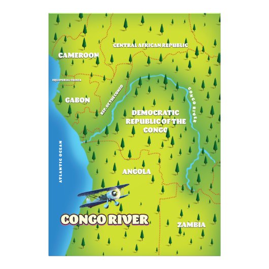 Congo Rivier Mooie vintage kaart Foto Afdruk (Voorkant)