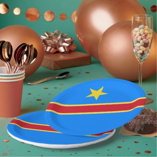 Congo vlag papieren bordje (Multi)