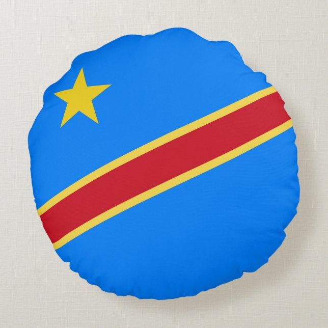 Congo vlag rond kussen (Achterkant)