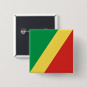 Congo-vlag Vierkante Button 5,1 Cm (Voorkant /achterkant)